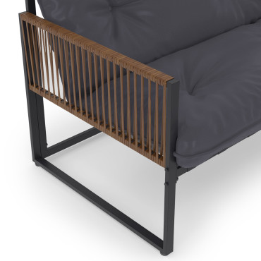 Salon de jardin d'angle Ozéa 8 places gris et cordage