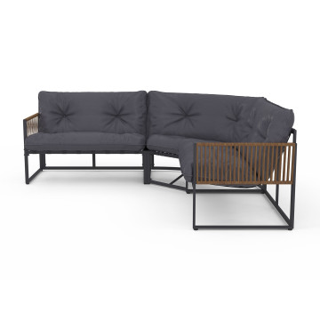 Salon de jardin d'angle Ozéa 8 places gris et cordage