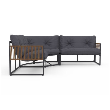 Salon de jardin d'angle Ozéa 8 places gris et cordage