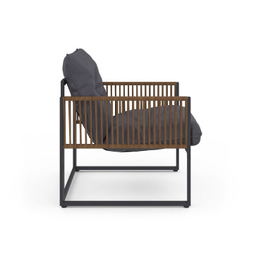 Salon de jardin d'angle Ozéa 8 places gris et cordage