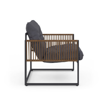 Salon de jardin d'angle Ozéa 8 places gris et cordage