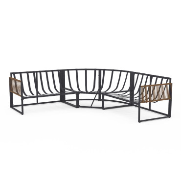 Salon de jardin d'angle Ozéa 8 places gris et cordage