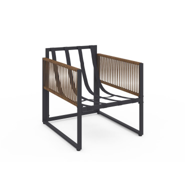 Salon de jardin d'angle Ozéa 8 places gris et cordage