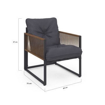 Salon de jardin d'angle Ozéa 8 places gris et cordage