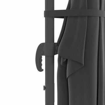 Parasol Sombra 360° rectangle 4x3m gris + housse et éclairage LED