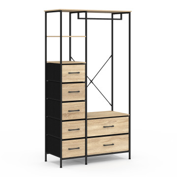 Dressing Iris penderie et 7 tiroirs bois et noir