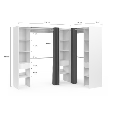 Dressing Justine d'angle 230cm blanc