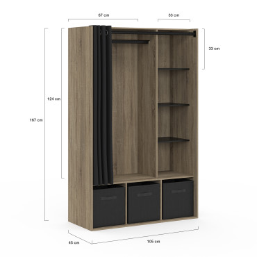 Dressing Camille 167cm effet bois