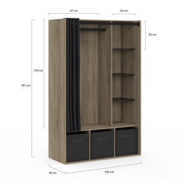 Dressing Camille 167cm effet bois