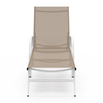 Transats inclinables 5 positions en textilène beige - lot de 2