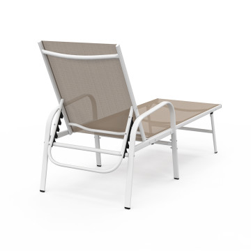 Transats inclinables 5 positions en textilène beige - lot de 2