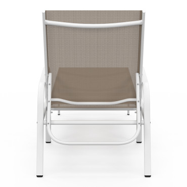 Transats inclinables 5 positions en textilène beige - lot de 2