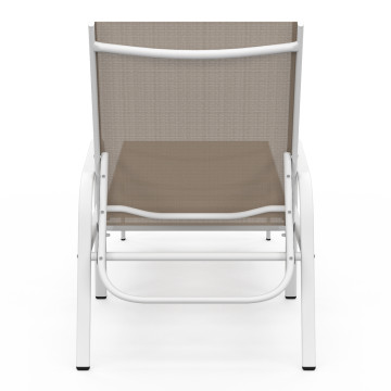 Transats inclinables 5 positions en textilène beige - lot de 2