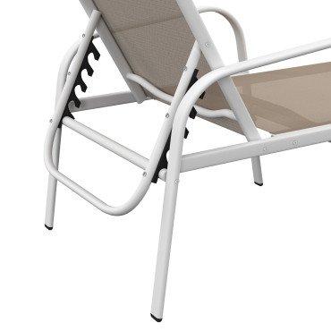 Transats inclinables 5 positions en textilène beige - lot de 2