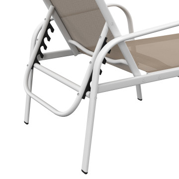 Transats inclinables 5 positions en textilène beige - lot de 2