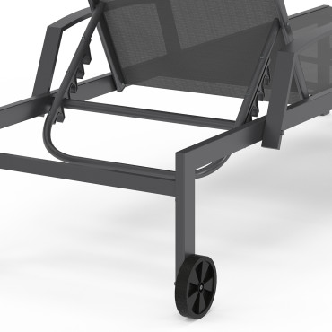 Transats inclinables Bornéo 5 positions avec tablette - lot de 2