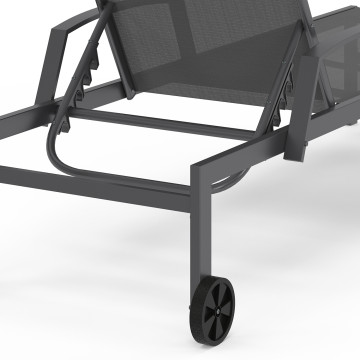 Transats inclinables Bornéo 5 positions avec tablette - lot de 2