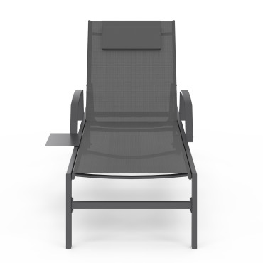 Transats inclinables Bornéo 5 positions avec tablette - lot de 2