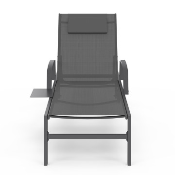 Transats inclinables Bornéo 5 positions avec tablette - lot de 2