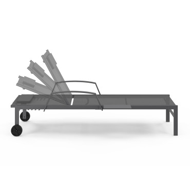 Transats inclinables Bornéo 5 positions avec tablette - lot de 2