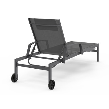 Transats inclinables Bornéo 5 positions avec tablette - lot de 2