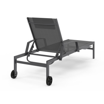 Transats inclinables Bornéo 5 positions avec tablette - lot de 2