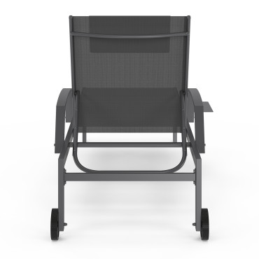 Transats inclinables Bornéo 5 positions avec tablette - lot de 2