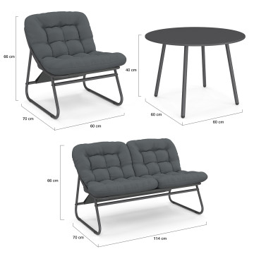 Salon de jardin Ariane 4 places gris