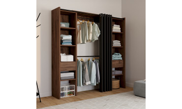 Dressing Justine extensible 120-180cm effet noyer double colonne
