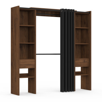 Dressing Justine extensible 120-180cm effet noyer double colonne