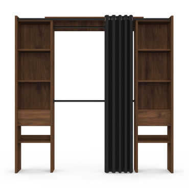Dressing Justine extensible 120-180cm effet noyer double colonne