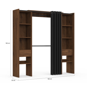 Dressing Justine extensible 120-180cm effet noyer double colonne