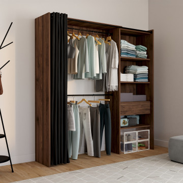 Dressing Aline extensible 120-170cm effet noyer 1 colonne