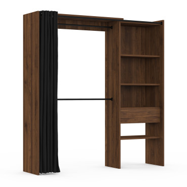 Dressing Aline extensible 120-170cm effet noyer 1 colonne