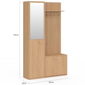 Vestiaire d'entrée Faustine avec placard et miroir