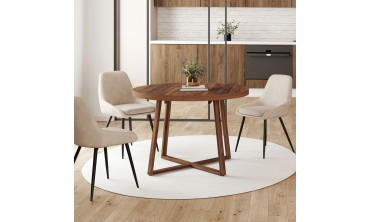 Table à manger ronde extensible Sana Ø110-150cm effet noyer