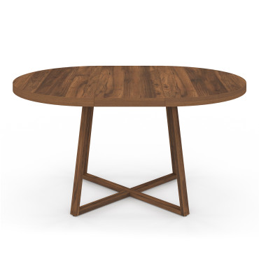 Table à manger ronde extensible Sana Ø110-150cm effet noyer