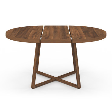Table à manger ronde extensible Sana Ø110-150cm effet noyer