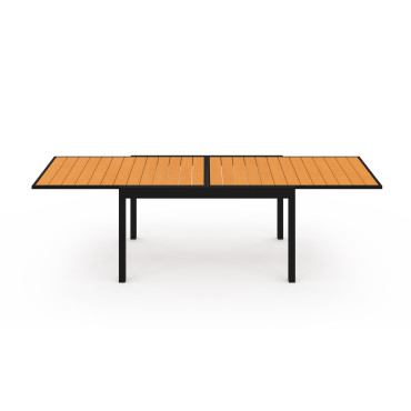 Ensemble repas extensible 12 places polywood noir et bois