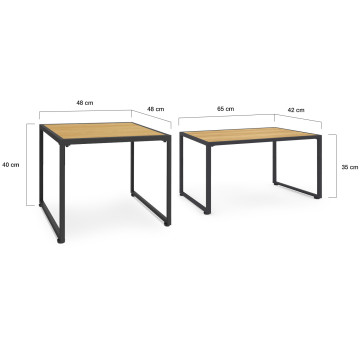 Salon de jardin d'angle Ozéa 12 places noir et cordage