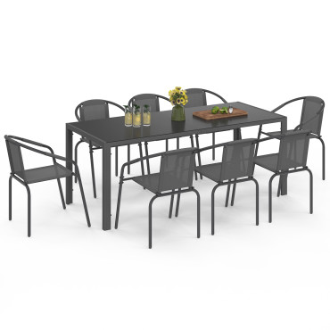 Ensemble repas Delma 8 places gris