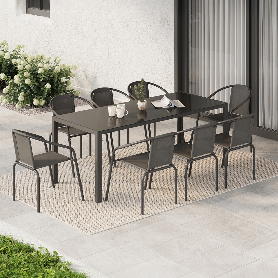 Ensemble repas Delma 8 places gris