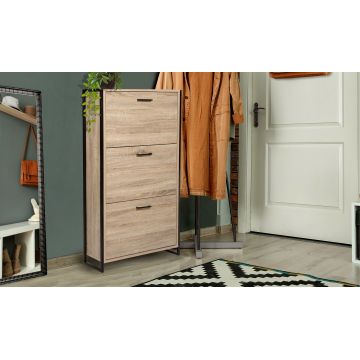 Meuble à chaussures industriel Alan 3 portes - 18 paires