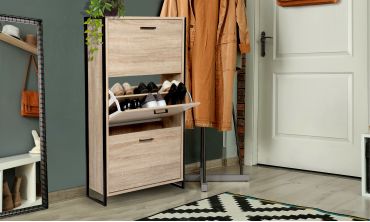 Meuble à chaussures industriel Alan 3 portes - 18 paires