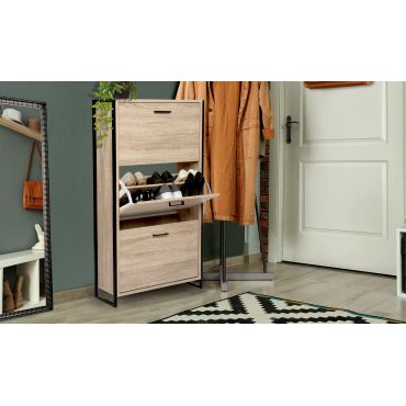 Meuble à chaussures industriel Alan 3 portes - 18 paires
