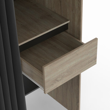 Dressing Justine extensible 120-180cm effet bois 5 tiroirs double colonne