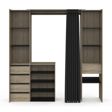 Dressing Justine extensible 120-180cm effet bois 5 tiroirs double colonne