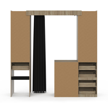 Dressing Justine extensible 120-180cm effet bois 5 tiroirs double colonne