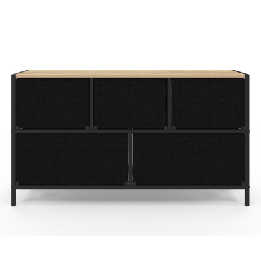 Commode Iris 5 tiroirs en bois et tissu