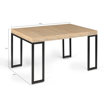 Console-table à manger extensible Memphis bois 140cm